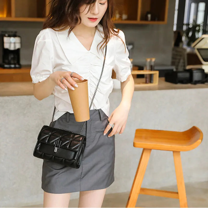 Luxury Designer Women Leather Chain Female Clutch - ElegenceTote