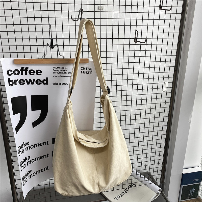 Women Canvas Tote Bag Female Solid Simple Large Capacity Bags - ElegenceTote