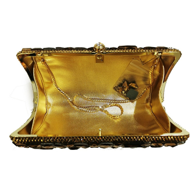 HQ Gold Big Stone Evening Clutch Bag - ElegenceTote