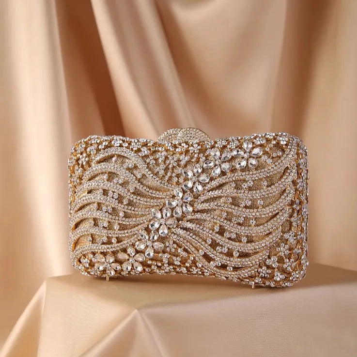 Silver Gold Black Crystal Diamond Beading Clutch - ElegenceTote