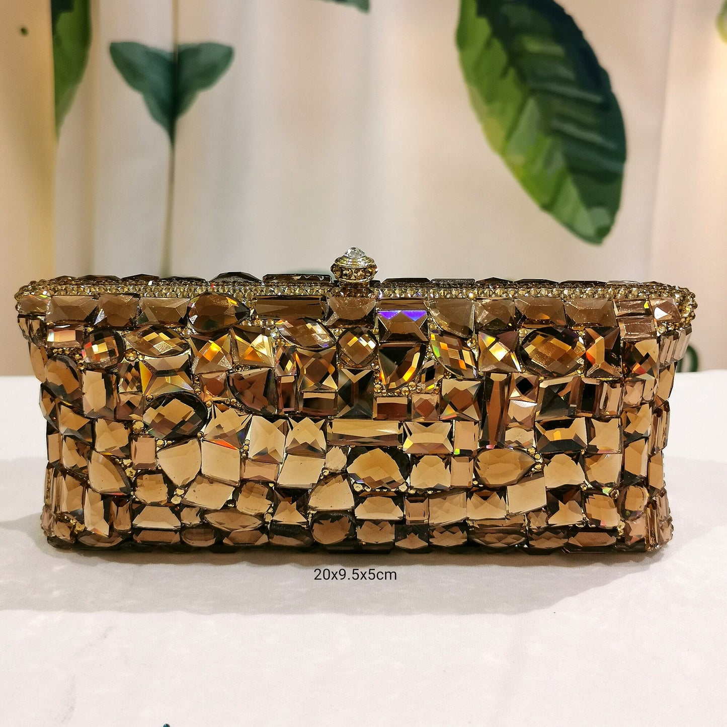 HQ Gold Big Stone Evening Clutch Bag - ElegenceTote