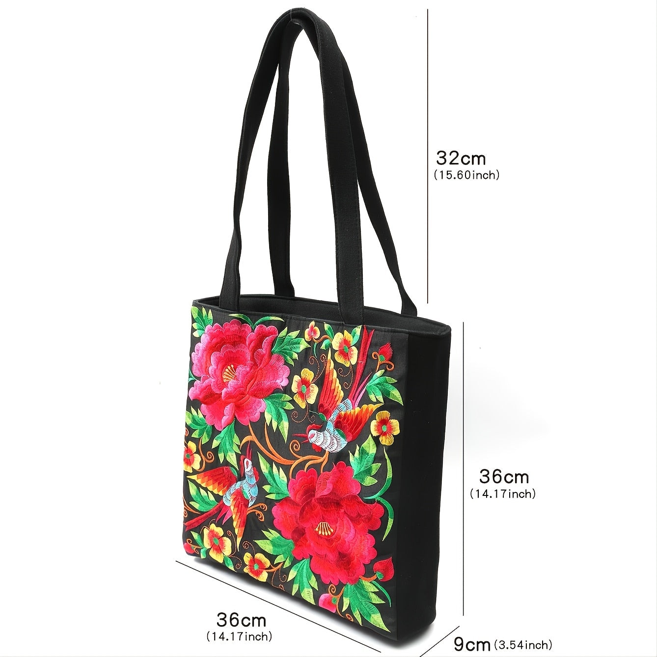 Ethnic Phoenix Embroidered Women's Shoulder Tote Bag - ElegenceTote