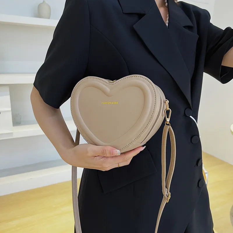 Heart Shape New Solid Pu Leather Shoulder Bag - ElegenceTote