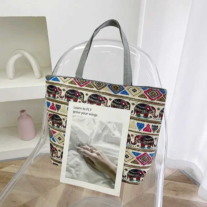 Ethnic Style Tote Bag Women's New Trend Printed Bag - ElegenceTote