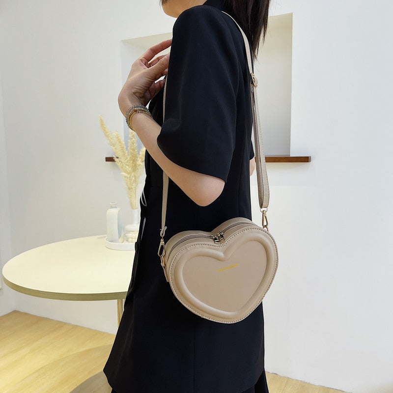 Heart Shape New Solid Pu Leather Shoulder Bag - ElegenceTote