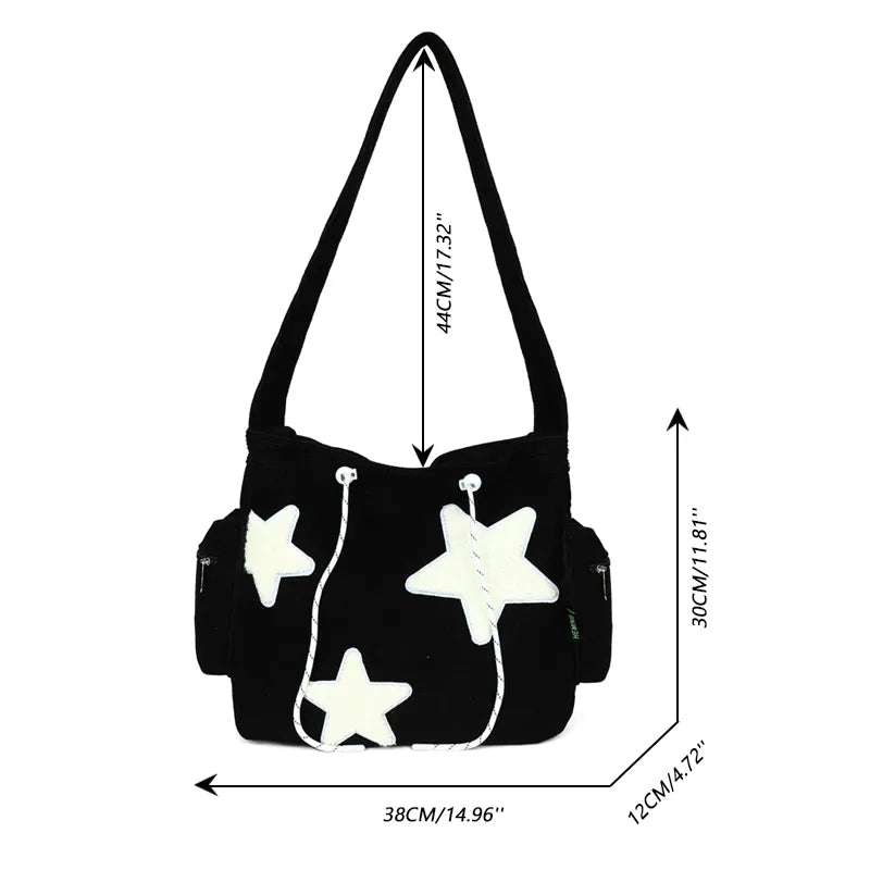 Girls Cute Star Print Shoulder Tote Bags Women Japanese Casual Fashion - ElegenceTote