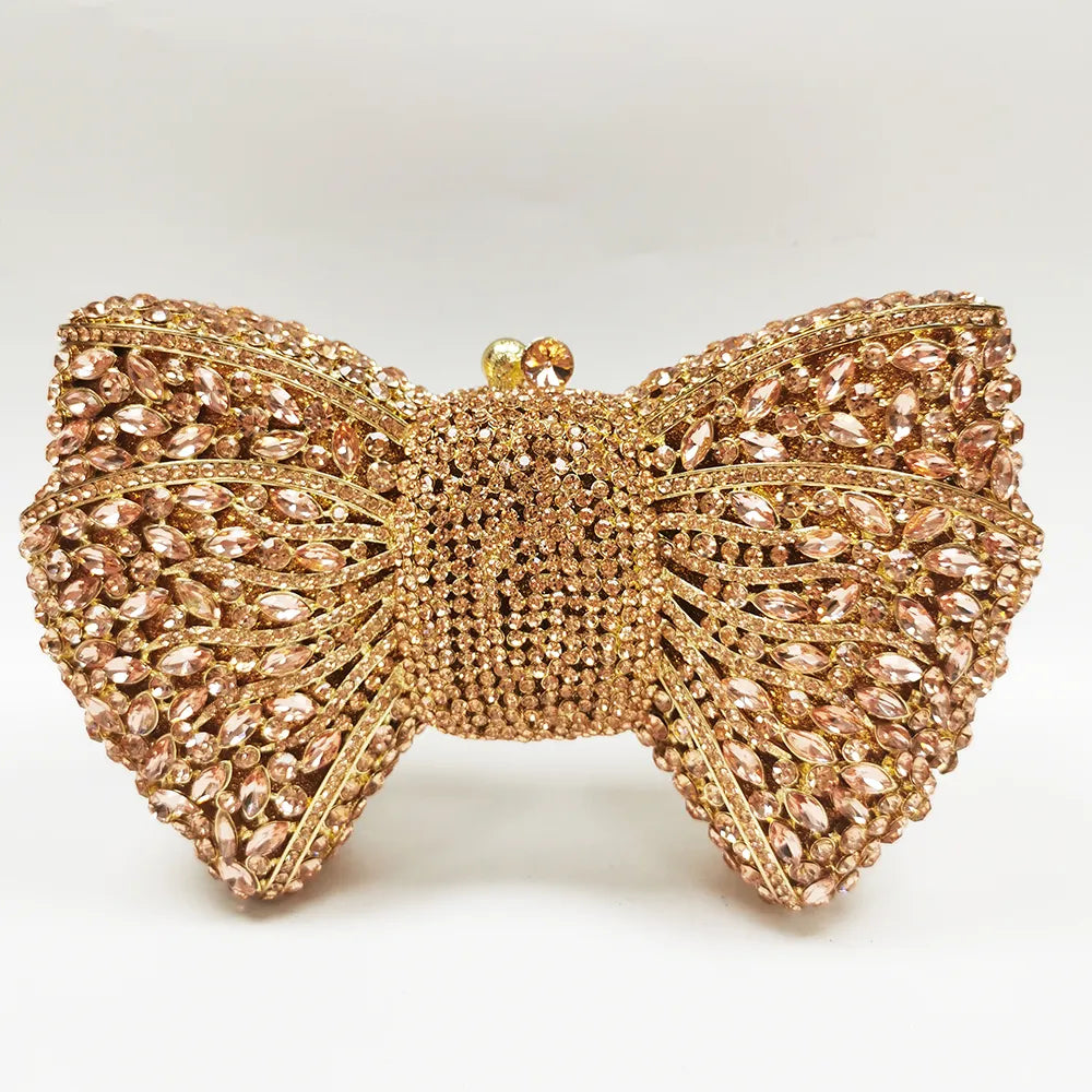 Green Rhinestone Bow Clutches Luxury Dinner Handbags Designer - ElegenceTote