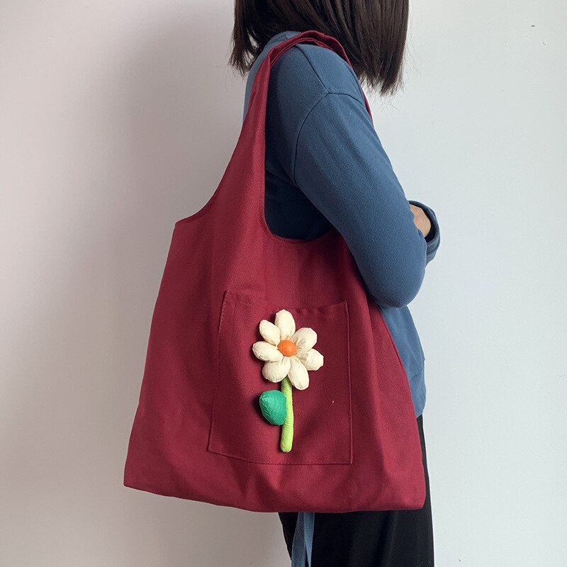 Tote Literary Flower Decoration Handbags - ElegenceTote