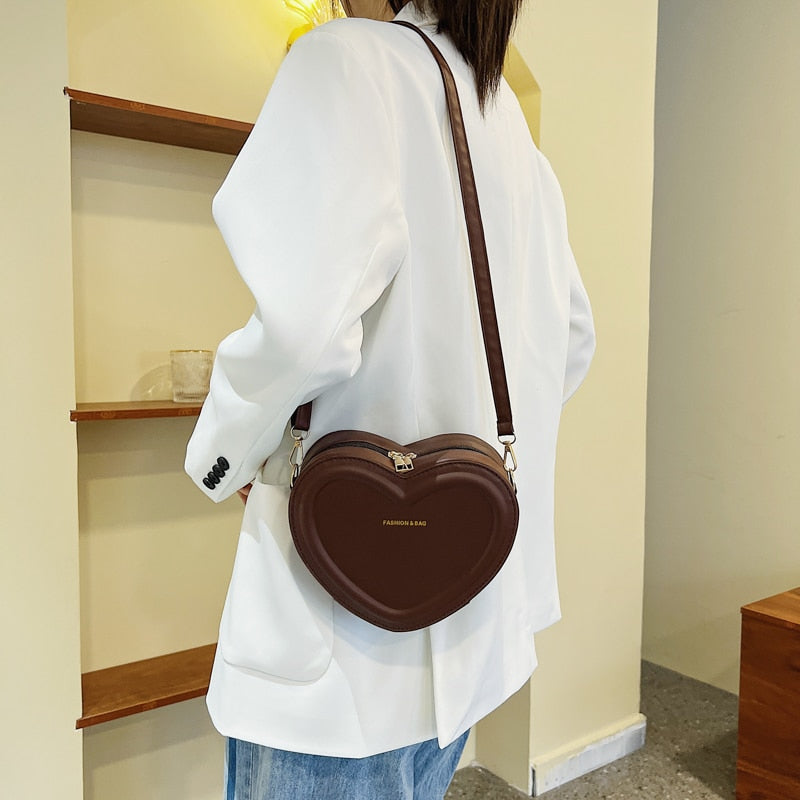 Heart Shape New Solid Pu Leather Shoulder Bag - ElegenceTote