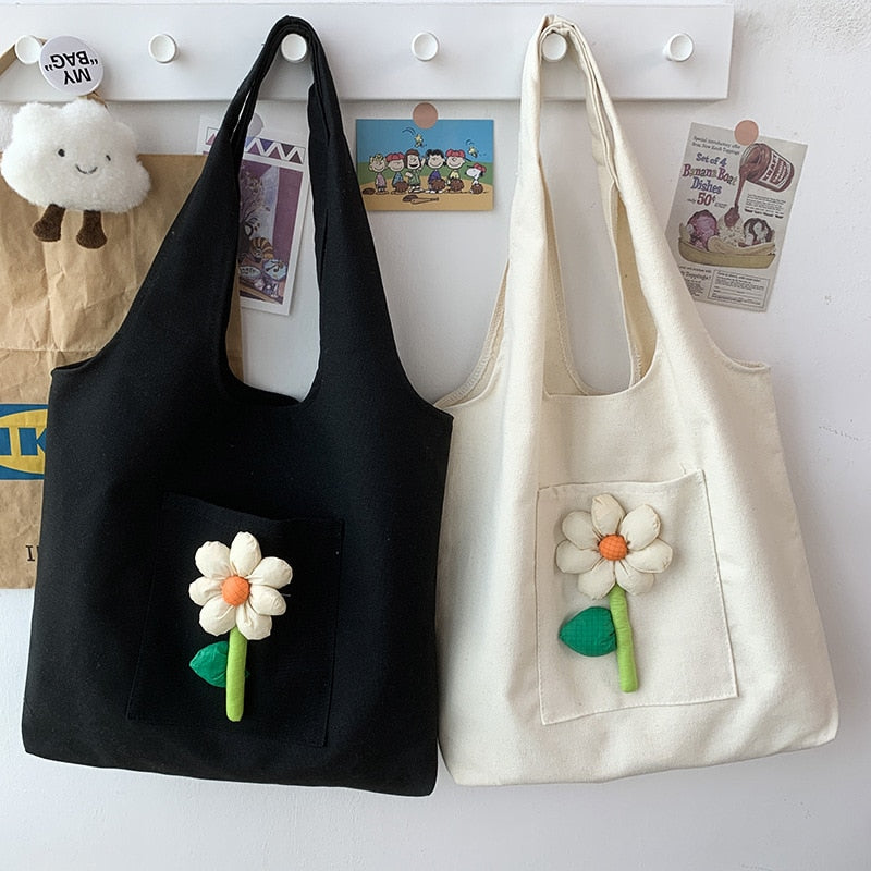 Tote Literary Flower Decoration Handbags - ElegenceTote