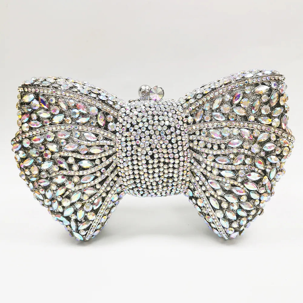 Green Rhinestone Bow Clutches Luxury Dinner Handbags Designer - ElegenceTote