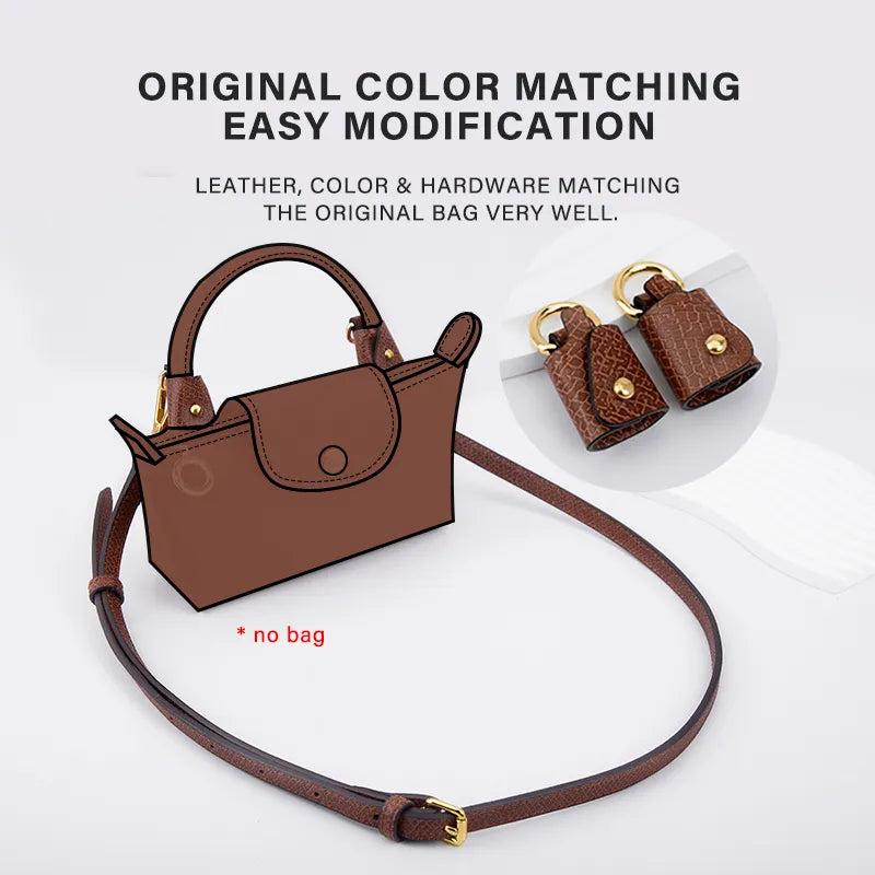 Strap For Longchamp Mini Punch-free Genuine Leather Shoulder Strap Wristlets - ElegenceTote