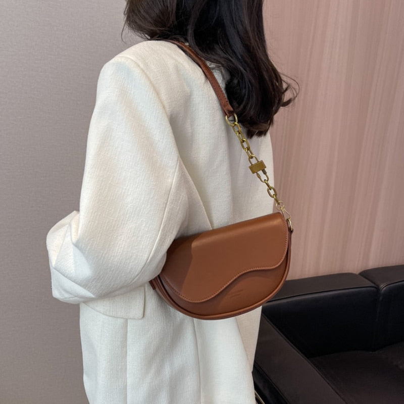 PU Retro Luxury Solid Color Small Shoulder Crossbody Bag - ElegenceTote