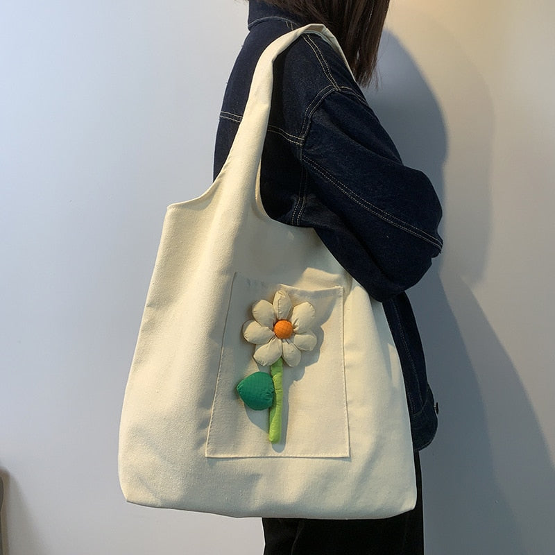 Tote Literary Flower Decoration Handbags - ElegenceTote